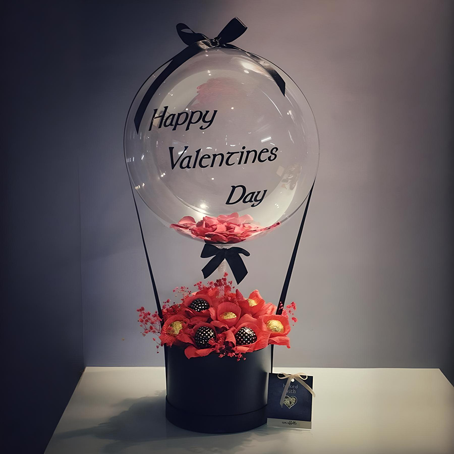 Valentine's Day Gifts - Red Blooms with Balloon